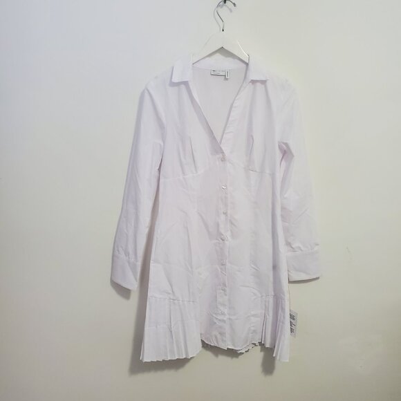 ASOS DESIGN cotton button through pleated mini shirt dress - Picture 5 of 10